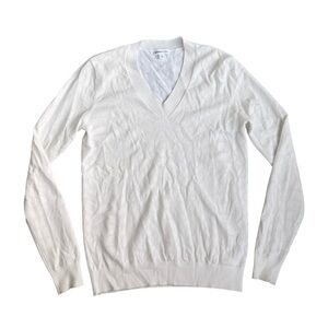 V-Neck White Snake Pattern Pullover Sweater
